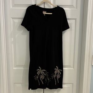Chico's Black Dress with Palm Tree Embroidery